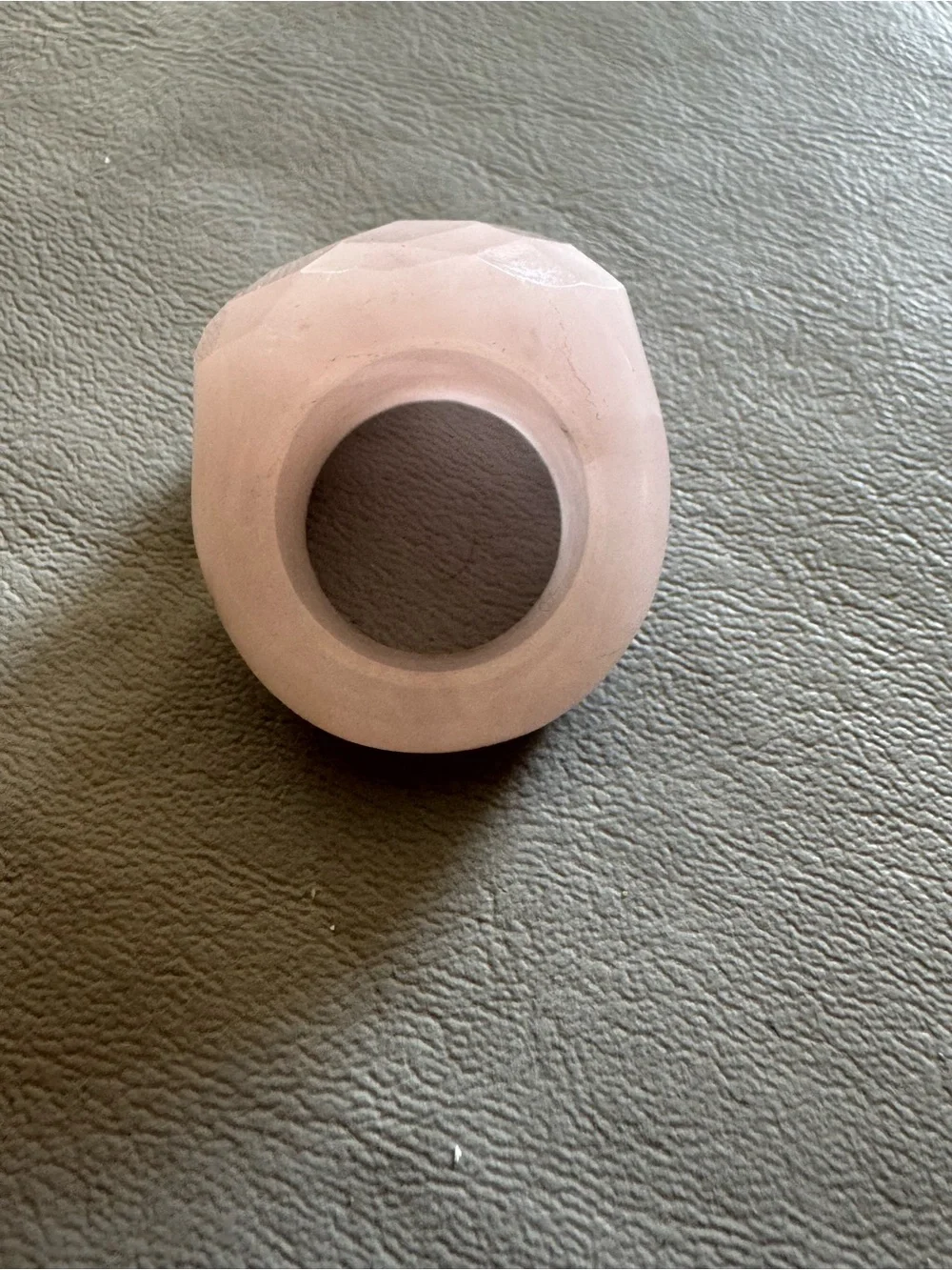 Hand Carved Pink Quartz Ring All Stone Ring. Size 7 (26g)